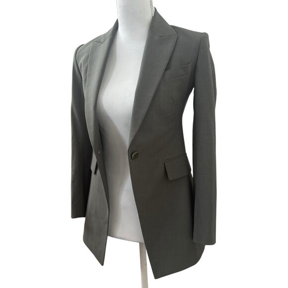 THEORY Etiennette Stretch Wool Green Blazer Size 00 - Picture 3 of 10